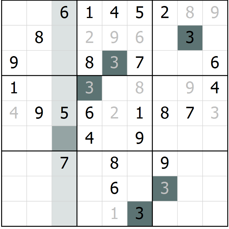 Position des candidats pour la solution de la Gr 62 page 64 du magazine de sudoku Success n° 020
