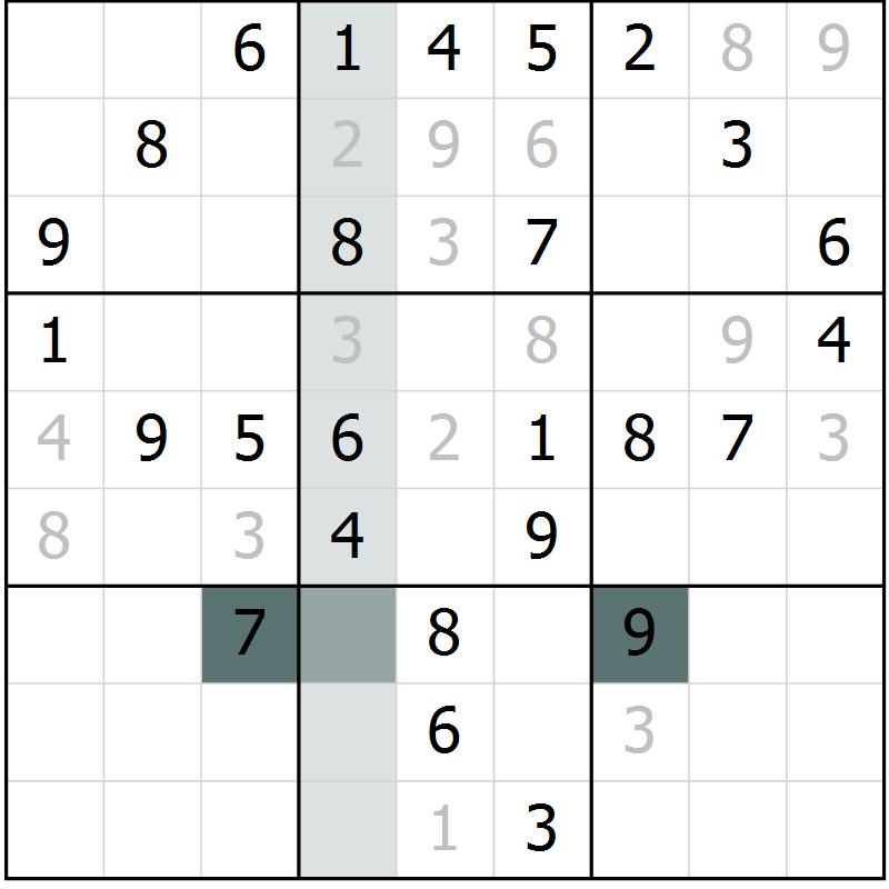 Position des candidats pour la solution de la Gr 62 page 64 du magazine de sudoku Success n° 020