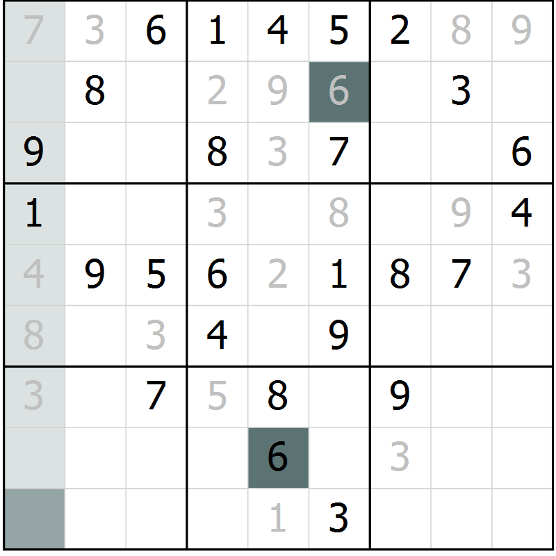 Position des candidats pour la solution de la Gr 62 page 64 du magazine de sudoku Success n° 020