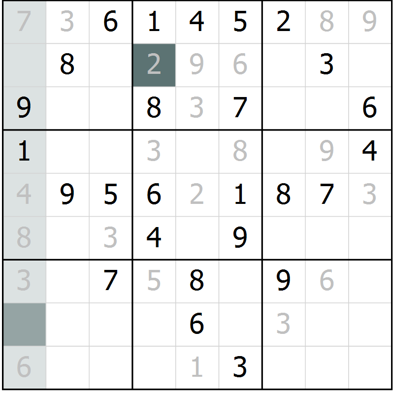 Position des candidats pour la solution de la Gr 62 page 64 du magazine de sudoku Success n° 020
