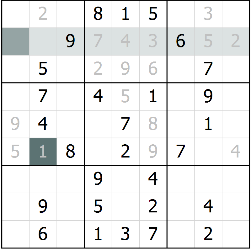 Position des candidats pour la solution de la Gr 63 page 65 du magazine de sudoku Success n° 020