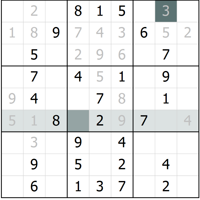 Position des candidats pour la solution de la Gr 63 page 65 du magazine de sudoku Success n° 020