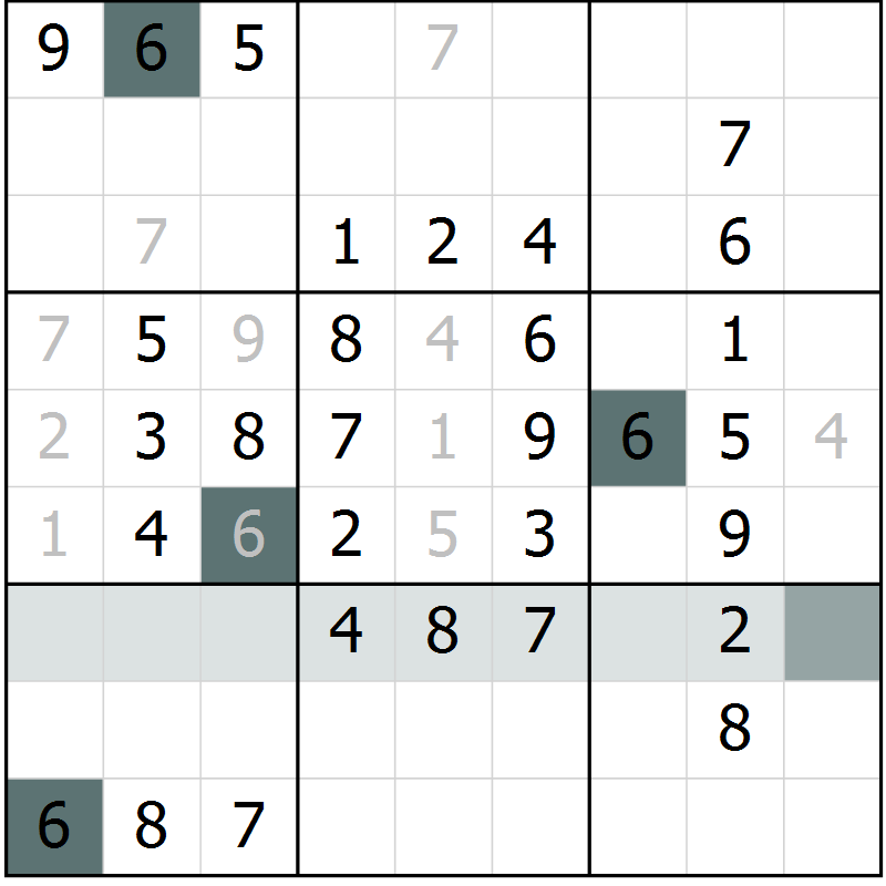 Position des candidats pour la solution de la Gr 64 page 66 du magazine de sudoku Success n° 020