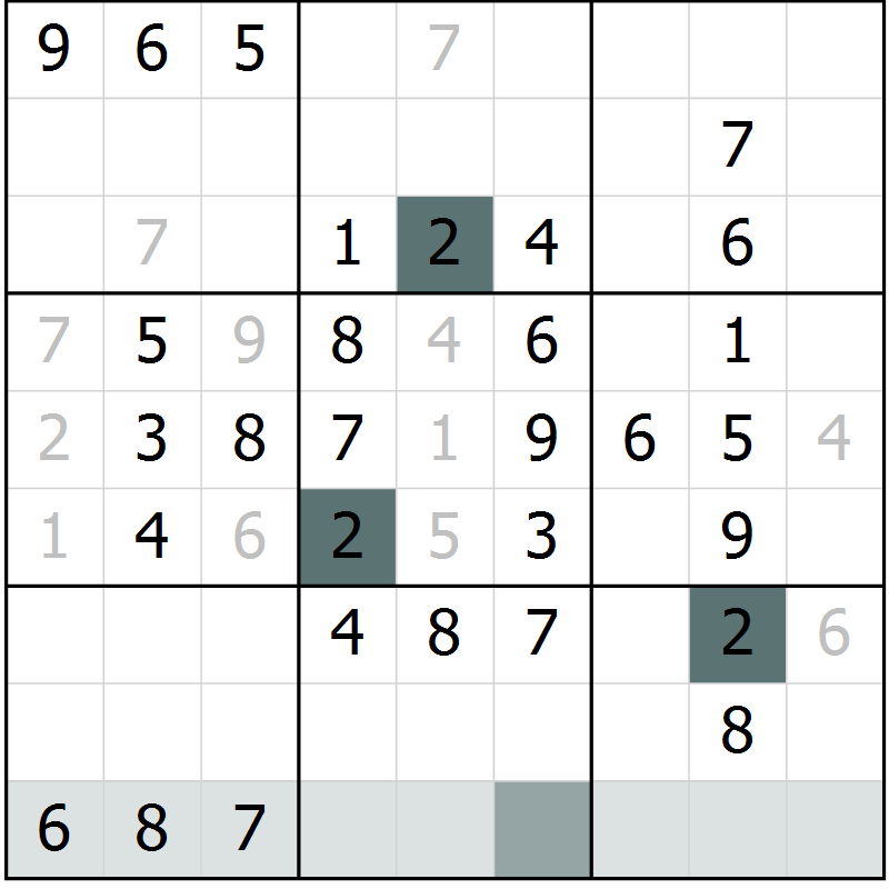 Position des candidats pour la solution de la Gr 64 page 66 du magazine de sudoku Success n° 020