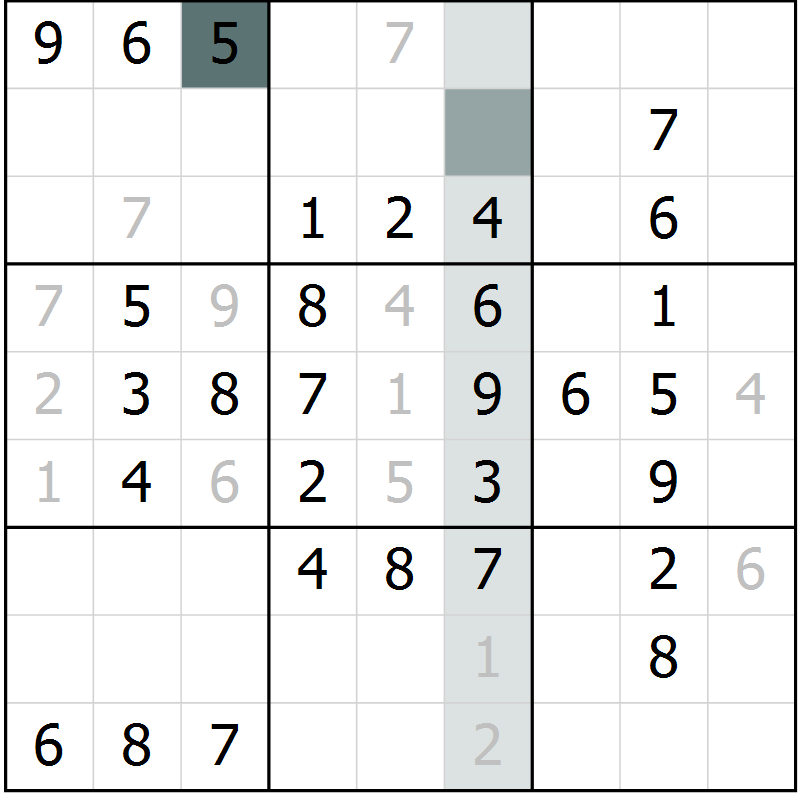 Position des candidats pour la solution de la Gr 64 page 66 du magazine de sudoku Success n° 020