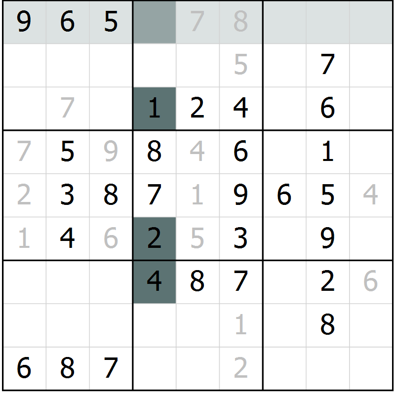 Position des candidats pour la solution de la Gr 64 page 66 du magazine de sudoku Success n° 020
