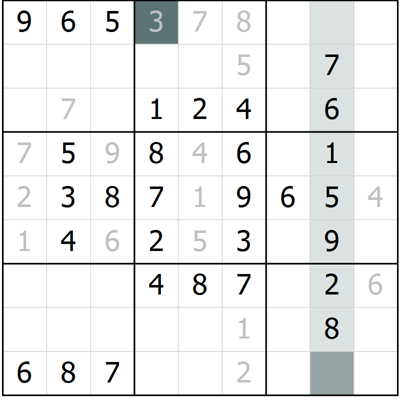Position des candidats pour la solution de la Gr 64 page 66 du magazine de sudoku Success n° 020