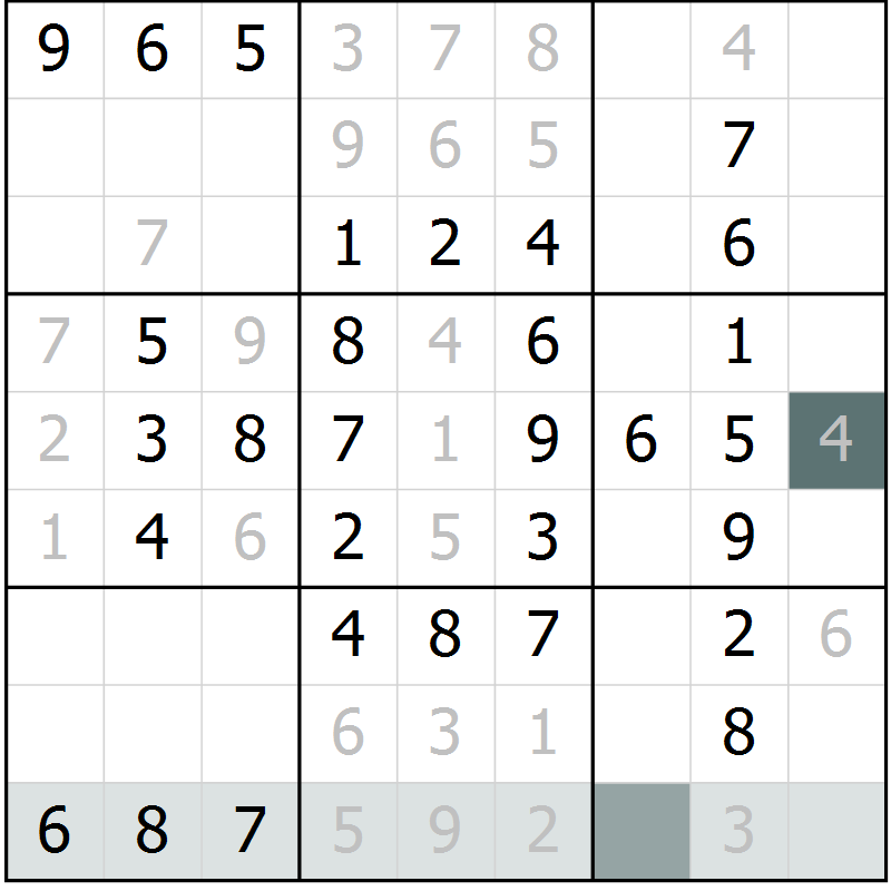 Position des candidats pour la solution de la Gr 64 page 66 du magazine de sudoku Success n° 020