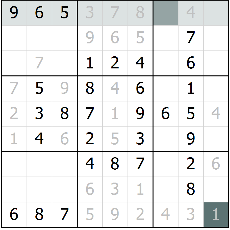 Position des candidats pour la solution de la Gr 64 page 66 du magazine de sudoku Success n° 020