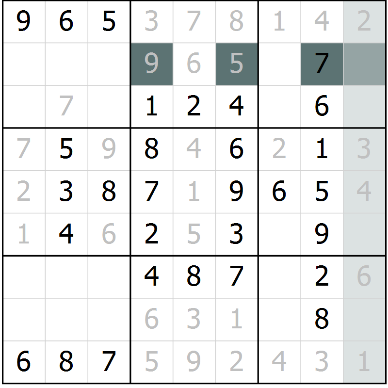 Position des candidats pour la solution de la Gr 64 page 66 du magazine de sudoku Success n° 020