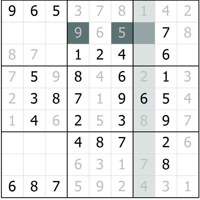 Position des candidats pour la solution de la Gr 64 page 66 du magazine de sudoku Success n° 020