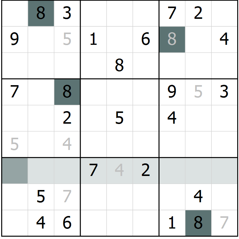 Position des candidats pour la solution de la Gr 65 page 67 du magazine de sudoku Success n° 020