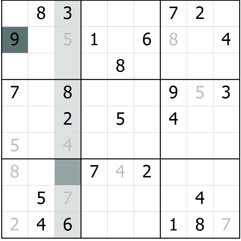 Position des candidats pour la solution de la Gr 65 page 67 du magazine de sudoku Success n° 020