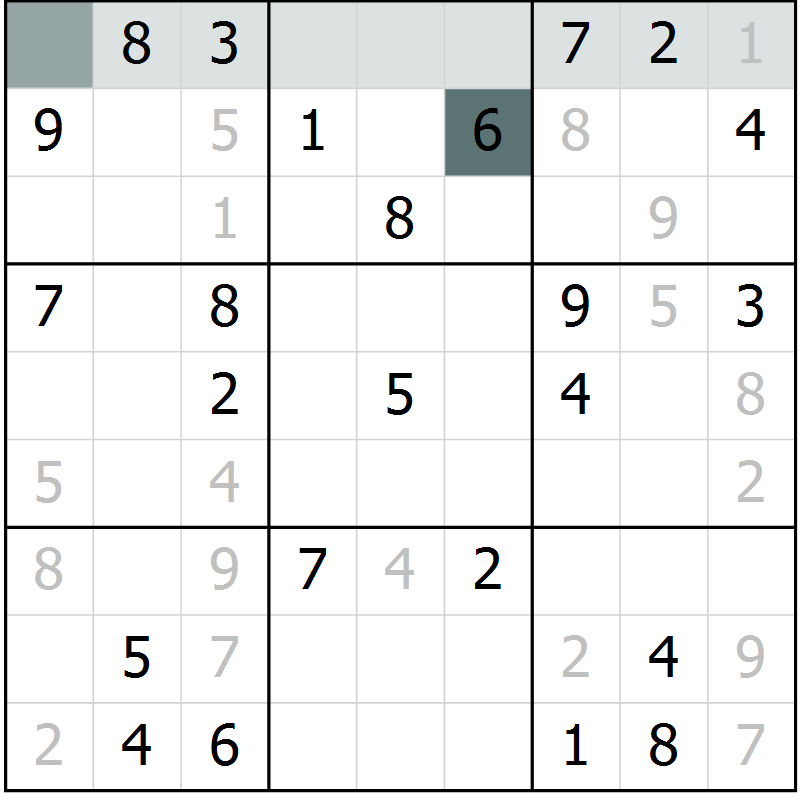 Position des candidats pour la solution de la Gr 65 page 67 du magazine de sudoku Success n° 020