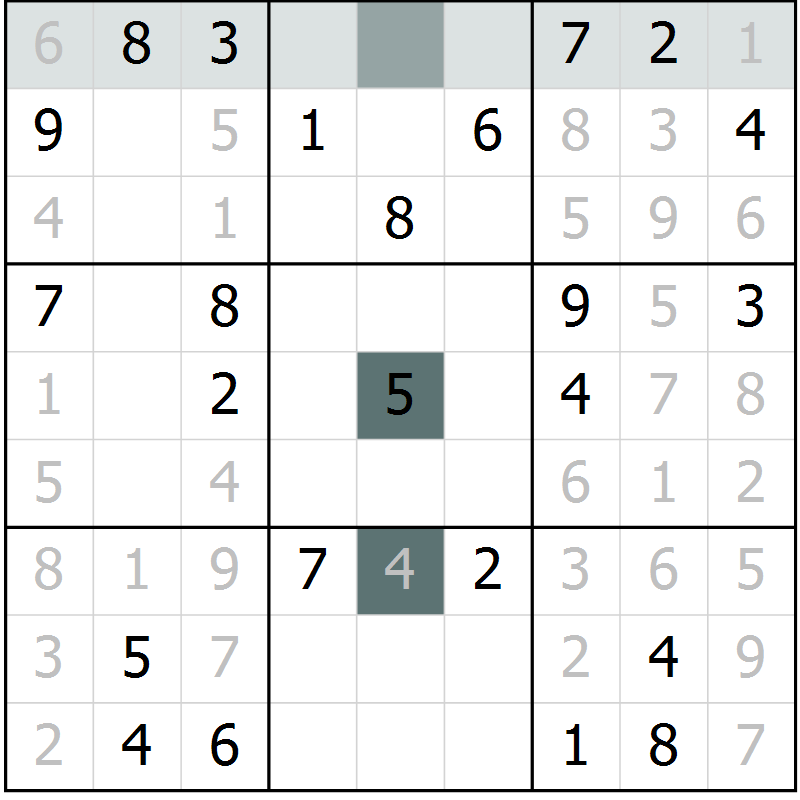 Position des candidats pour la solution de la Gr 65 page 67 du magazine de sudoku Success n° 020