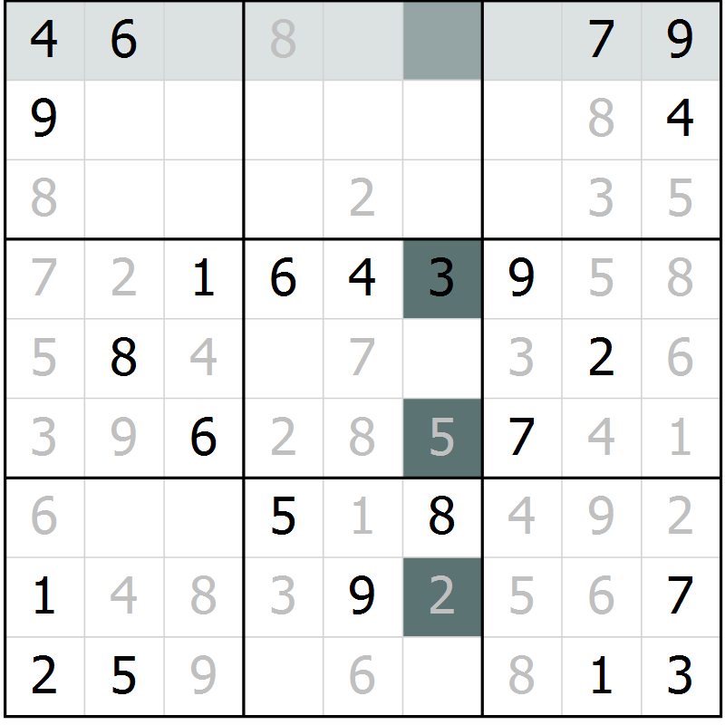 Position des candidats pour la solution de la Gr 66 page 68 du magazine de sudoku Success n° 020