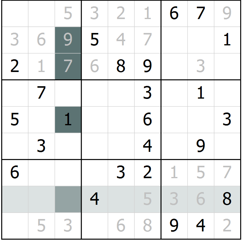 Position des candidats pour la solution de la Gr 68 page 70 du magazine de sudoku Success n° 020