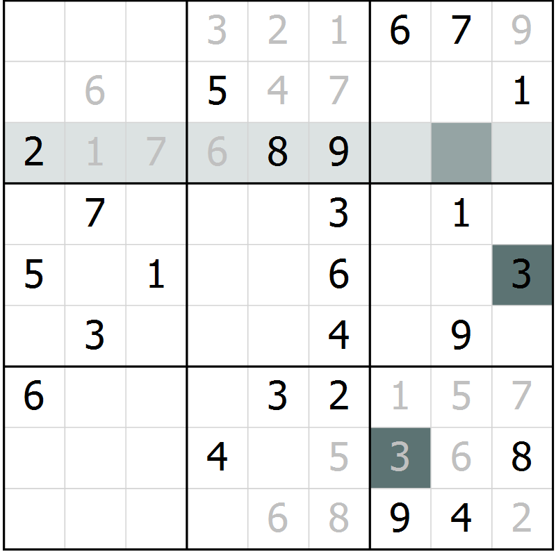 Position des candidats pour la solution de la Gr 68 page 70 du magazine de sudoku Success n° 020
