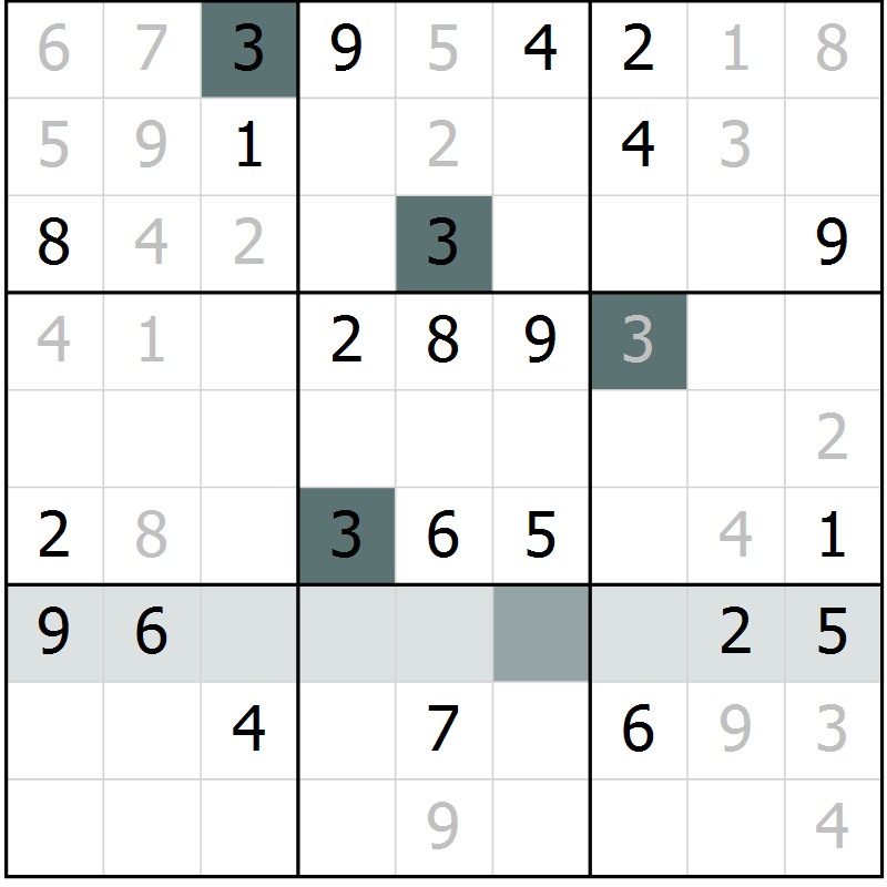Position des candidats pour la solution de la Gr 69 page 71 du magazine de sudoku Success n° 020