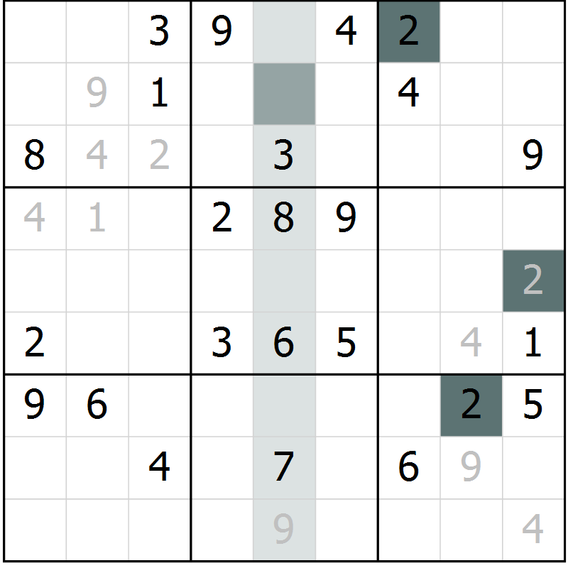 Position des candidats pour la solution de la Gr 69 page 71 du magazine de sudoku Success n° 020
