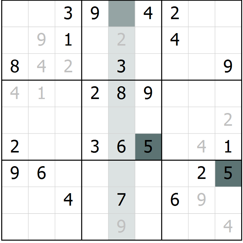 Position des candidats pour la solution de la Gr 69 page 71 du magazine de sudoku Success n° 020