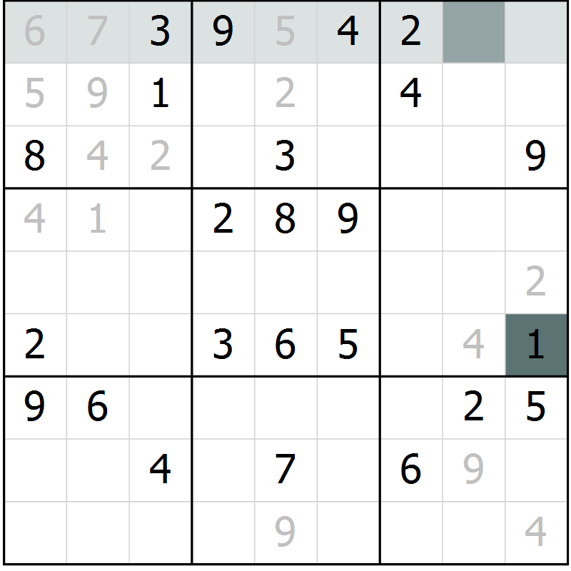 Position des candidats pour la solution de la Gr 69 page 71 du magazine de sudoku Success n° 020