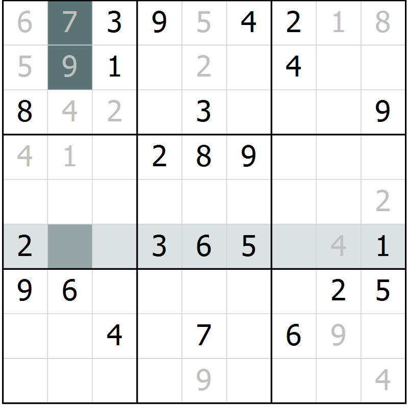 Position des candidats pour la solution de la Gr 69 page 71 du magazine de sudoku Success n° 020