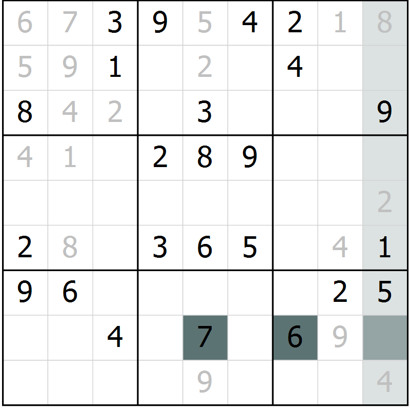 Position des candidats pour la solution de la Gr 69 page 71 du magazine de sudoku Success n° 020