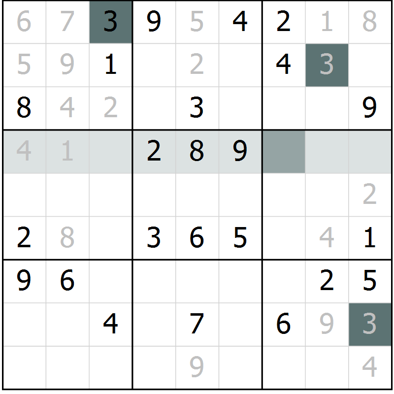 Position des candidats pour la solution de la Gr 69 page 71 du magazine de sudoku Success n° 020