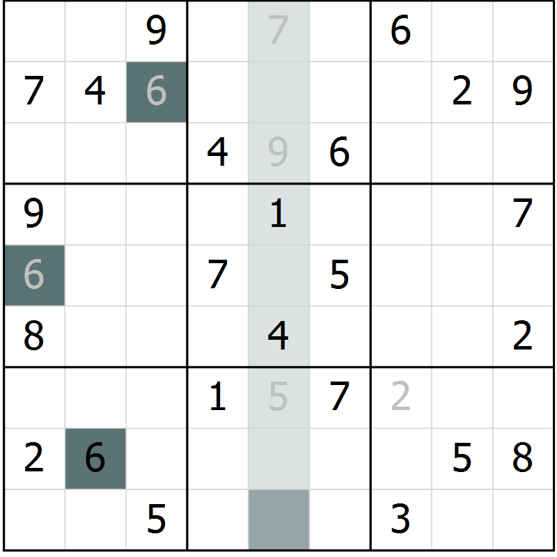 Position des candidats pour la solution de la Gr 7 page 9 du magazine de sudoku Success n° 020