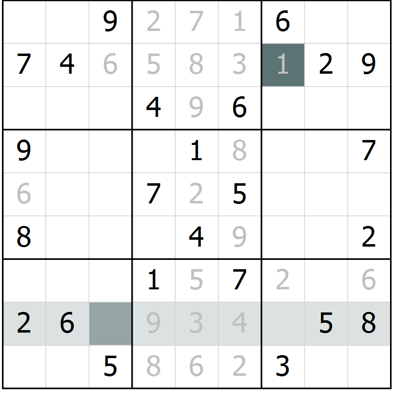 Position des candidats pour la solution de la Gr 7 page 9 du magazine de sudoku Success n° 020