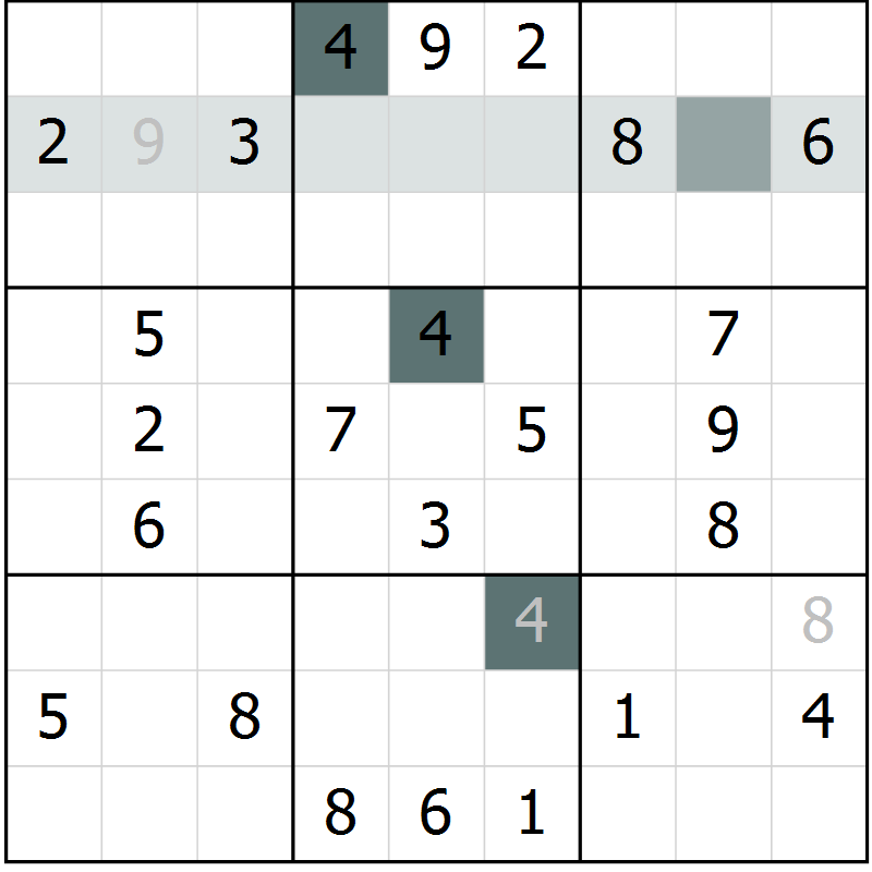 Position des candidats pour la solution de la Gr 70 page 72 du magazine de sudoku Success n° 020