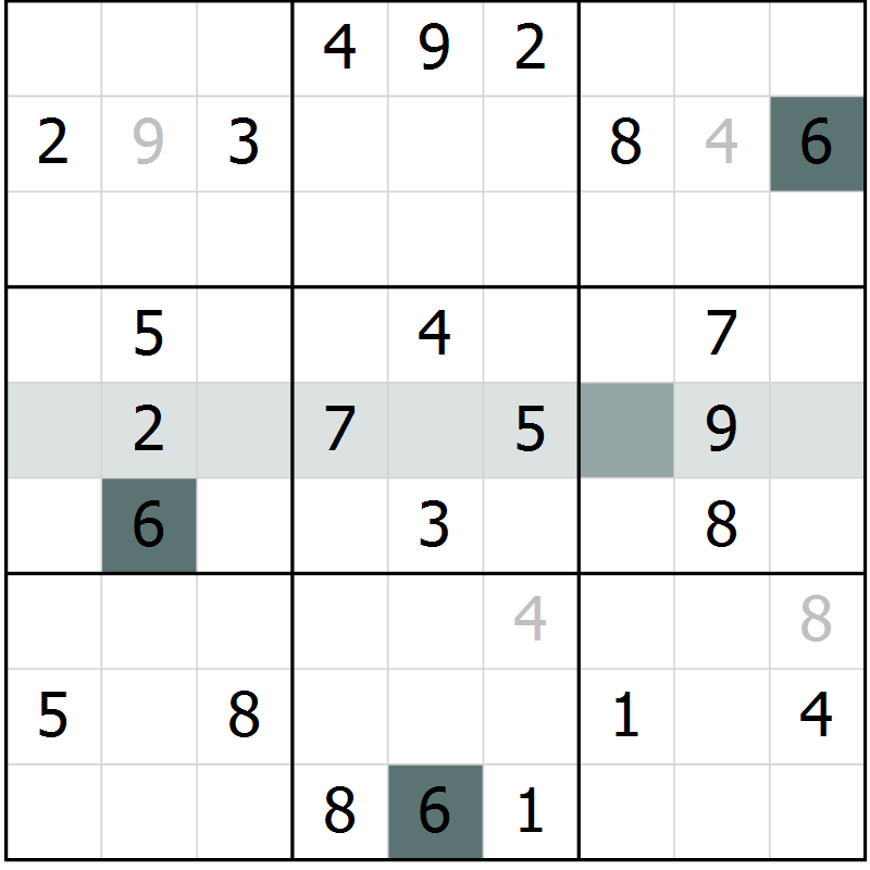 Position des candidats pour la solution de la Gr 70 page 72 du magazine de sudoku Success n° 020