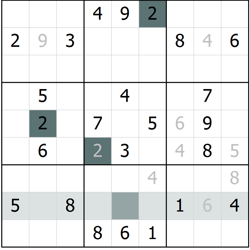 Position des candidats pour la solution de la Gr 70 page 72 du magazine de sudoku Success n° 020