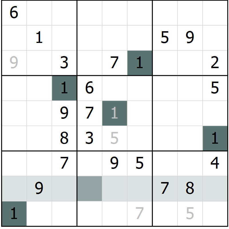 Position des candidats pour la solution de la Gr 71 page 73 du magazine de sudoku Success n° 020