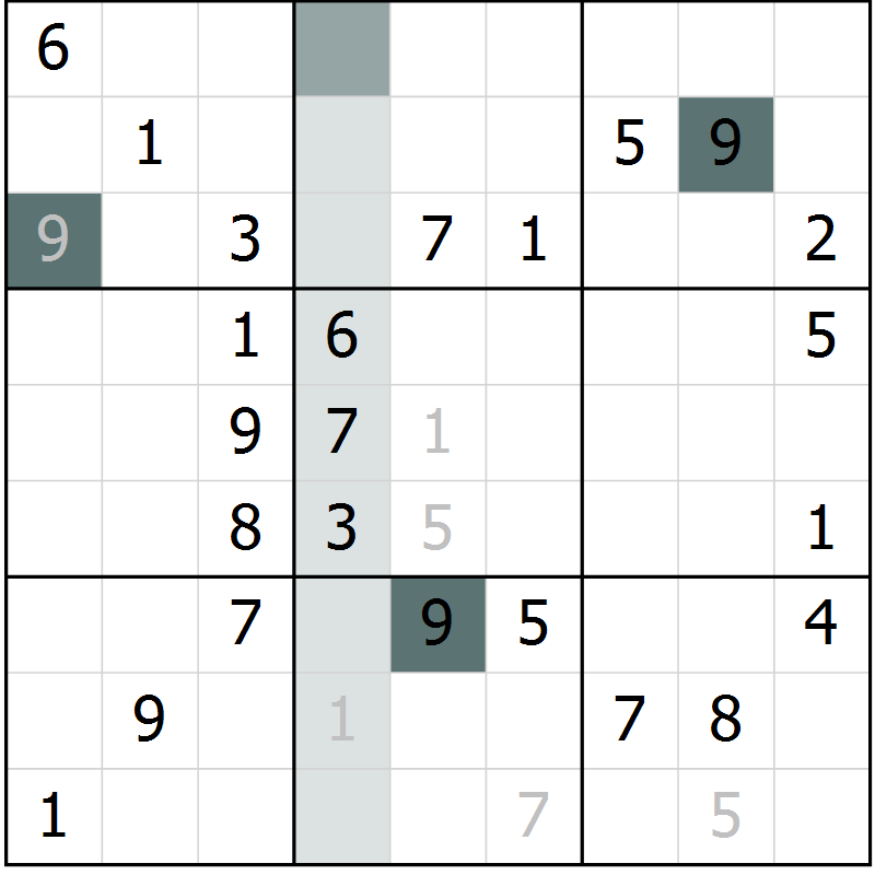 Position des candidats pour la solution de la Gr 71 page 73 du magazine de sudoku Success n° 020