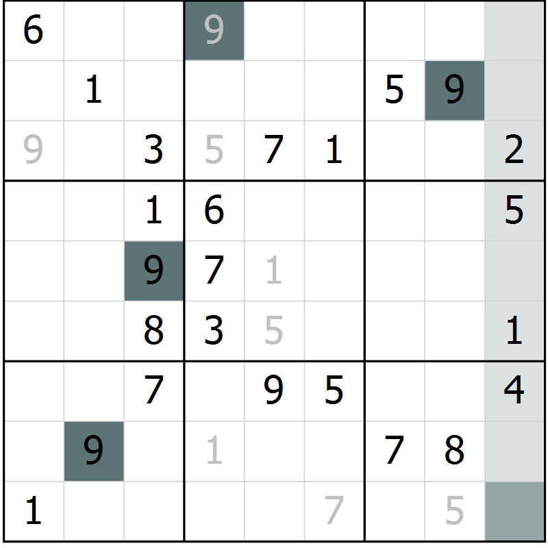 Position des candidats pour la solution de la Gr 71 page 73 du magazine de sudoku Success n° 020
