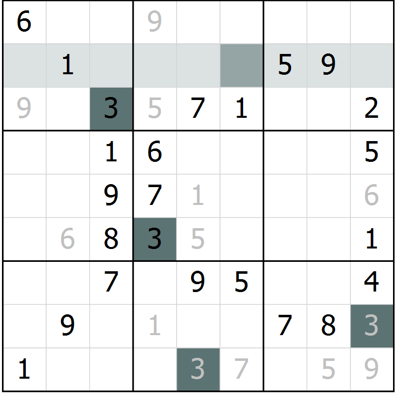 Position des candidats pour la solution de la Gr 71 page 73 du magazine de sudoku Success n° 020