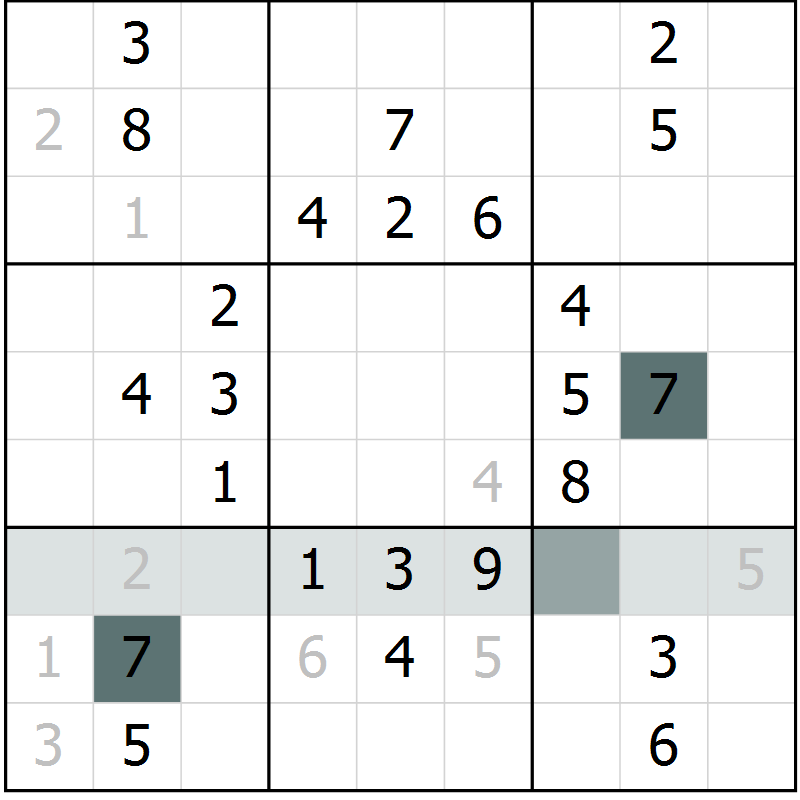 Position des candidats pour la solution de la Gr 72 page 74 du magazine de sudoku Success n° 020