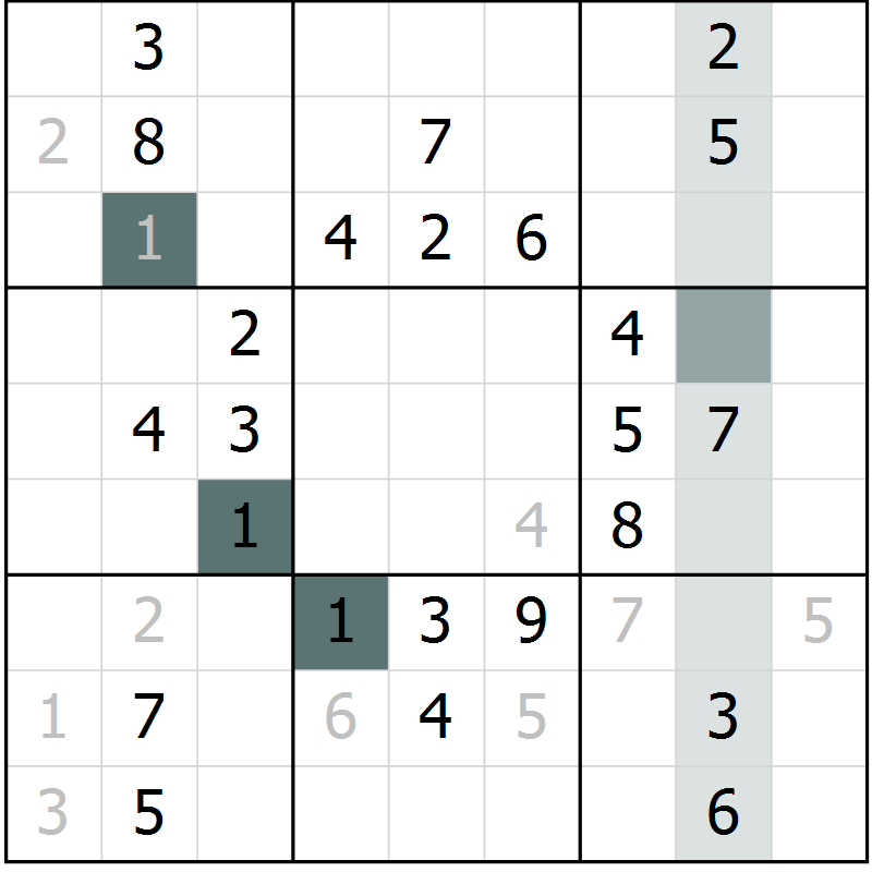Position des candidats pour la solution de la Gr 72 page 74 du magazine de sudoku Success n° 020