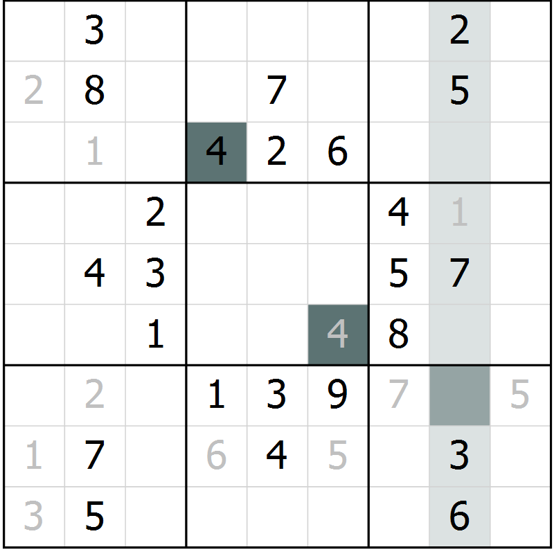 Position des candidats pour la solution de la Gr 72 page 74 du magazine de sudoku Success n° 020