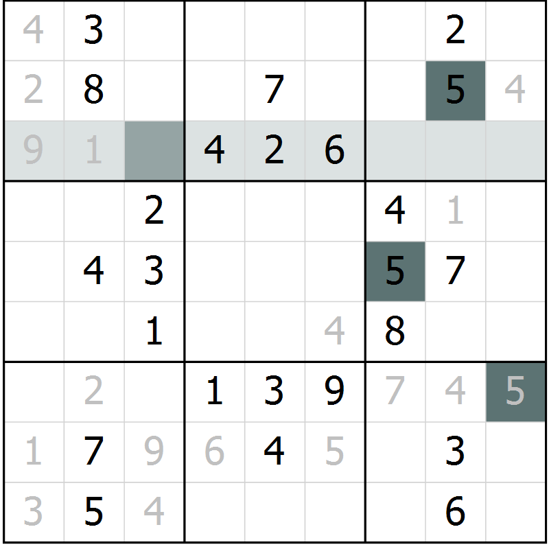 Position des candidats pour la solution de la Gr 72 page 74 du magazine de sudoku Success n° 020
