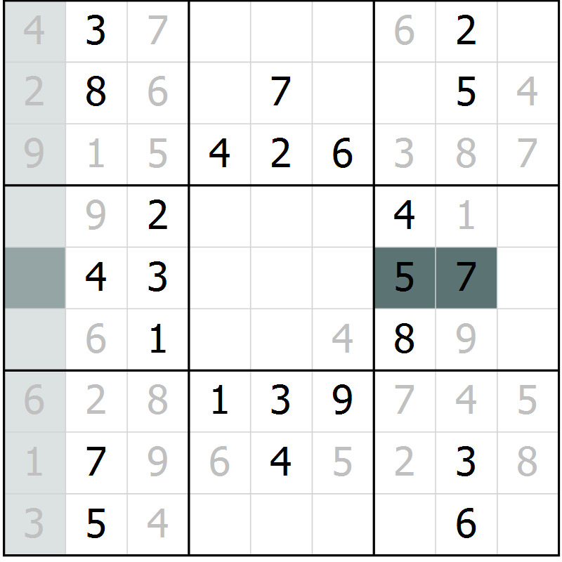 Position des candidats pour la solution de la Gr 72 page 74 du magazine de sudoku Success n° 020