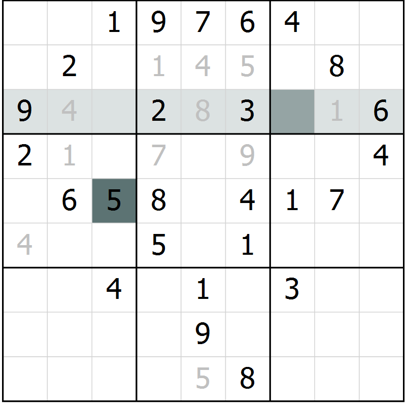 Position des candidats pour la solution de la Gr 73 page 75 du magazine de sudoku Success n° 020