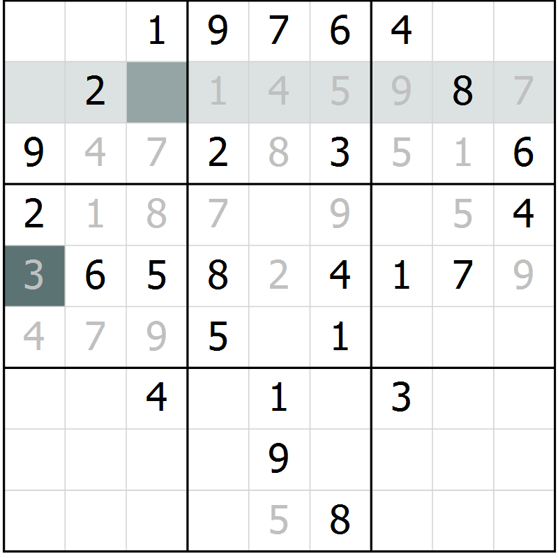 Position des candidats pour la solution de la Gr 73 page 75 du magazine de sudoku Success n° 020
