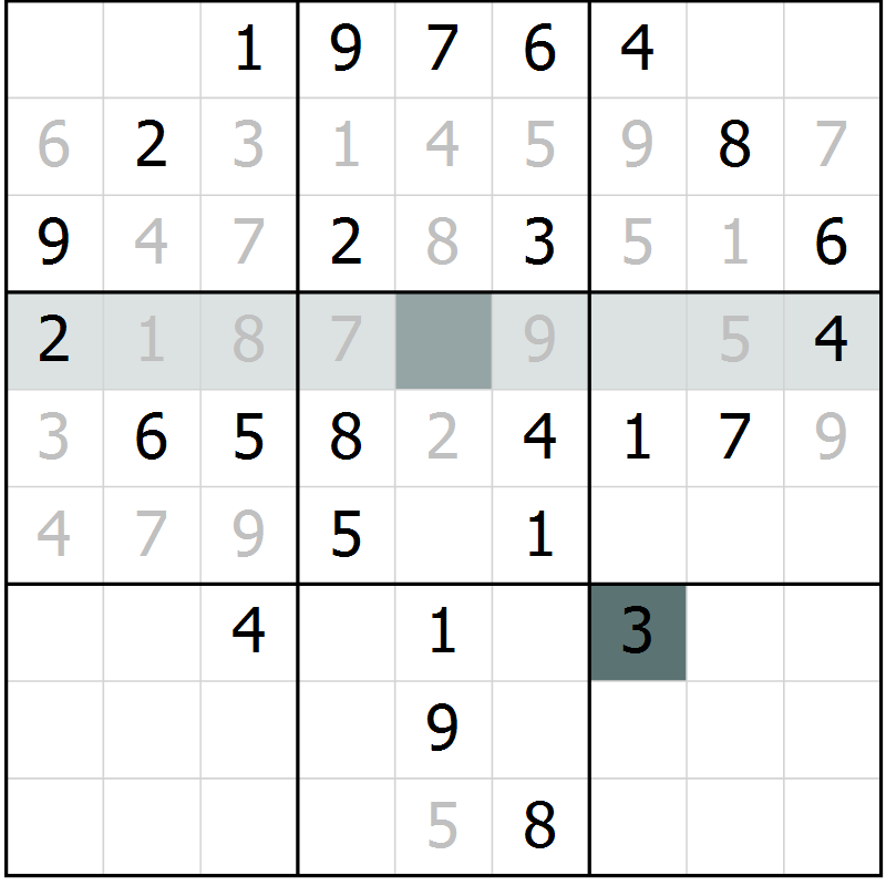 Position des candidats pour la solution de la Gr 73 page 75 du magazine de sudoku Success n° 020