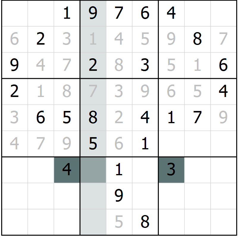 Position des candidats pour la solution de la Gr 73 page 75 du magazine de sudoku Success n° 020