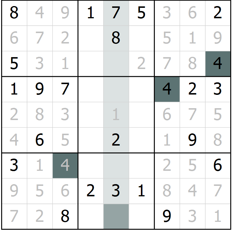 Position des candidats pour la solution de la Gr 9 page 11 du magazine de sudoku Success n° 020
