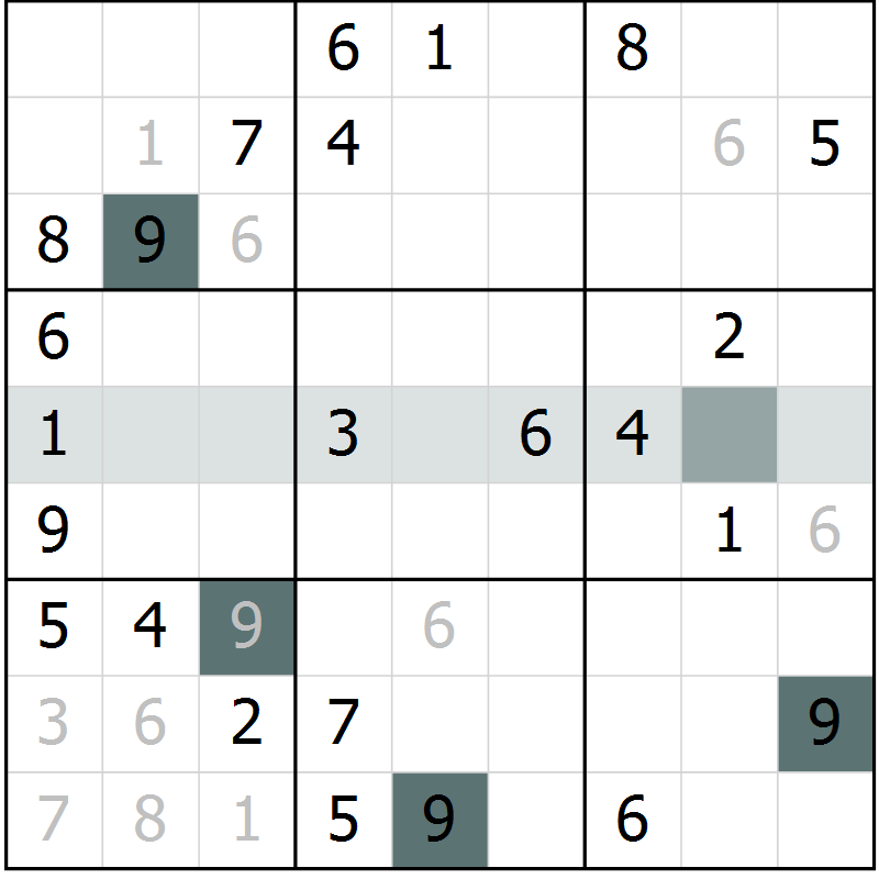 Position des candidats pour la solution de la Gr 1 page 3 du magazine de sudoku SUDOKU SUCCESS n° 022