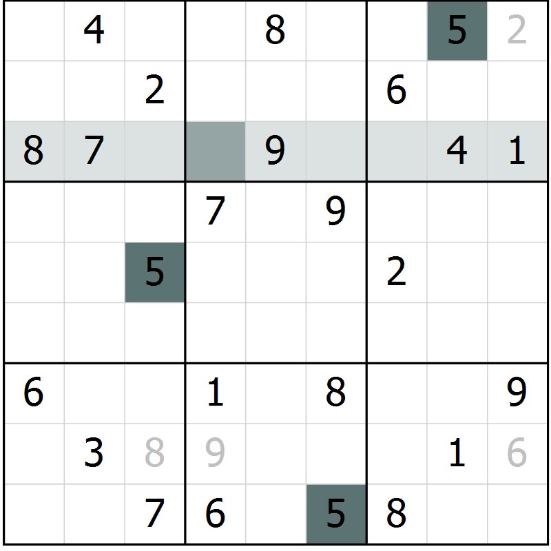 Position des candidats pour la solution de la Gr 13 page 15 du magazine de sudoku SUDOKU SUCCESS n° 022